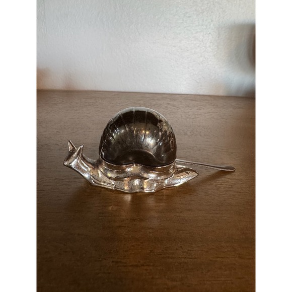 Vintage Silver Snail Salt Cellar with Spoon 18-8 Condiment Server Decor - Picture 1 of 7